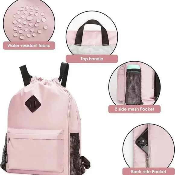 Drawstring Backpack Sports Gym Bag with Shoes Compartment